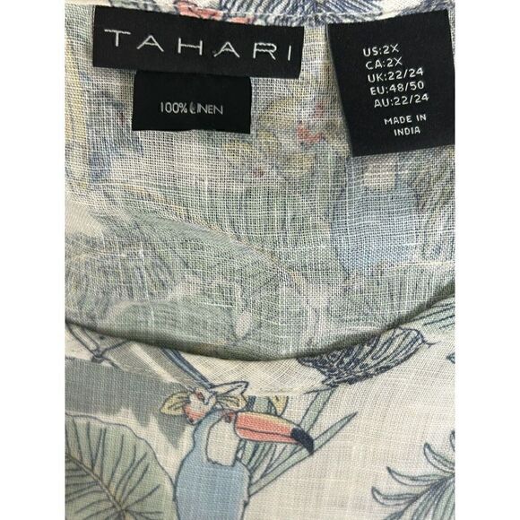 Tahari Plus 2X Top 100% Linen Short Sleeve Lightweight Tunic Woven Tee Shirt - Picture 6 of 6